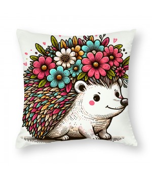 Ulloord Pillow Covers Funny Animals with Beautiful Flower Wreath Decorative Throw Pillow Cover Cushion Case Square Pillowcase