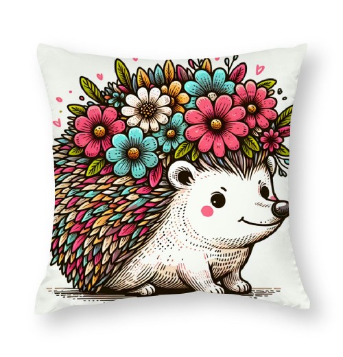 Ulloord Pillow Covers Funny Animals with Beautiful Flower Wreath Decorative Throw Pillow Cover Cushion Case Square Pillowcase