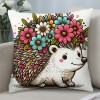 Ulloord Pillow Covers Funny Animals with Beautiful Flower Wreath Decorative Throw Pillow Cover Cushion Case Square Pillowcase