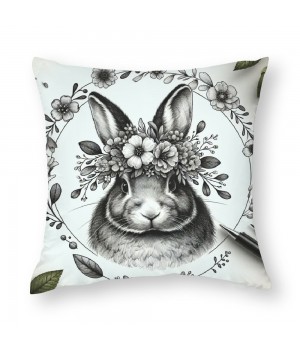 Vintage Rabbit Throw Pillow Covers Flowers Wreath Farmhouse Rustic Animal Print Case Floral Cushion Cover Sofa