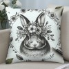 Vintage Rabbit Throw Pillow Covers Flowers Wreath Farmhouse Rustic Animal Print Case Floral Cushion Cover Sofa