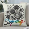 Home Modern Pillow Cover Decorative Pillow Cover Grey Rose Floral Pattern Farmhouse Pillow Case Outdoor Flowers Cushion Cover for Sofa Bedroom