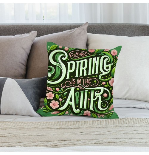  Throw Pillow Cover Pink Flowers Pattern Decorative Pillow Covers Home Decor Spring Quote Pillow Cases Outdoor Indoor Sofa Cushion Cover