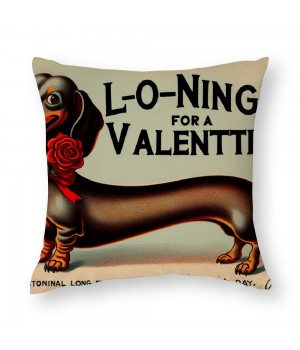 Ulloord Dog &amp; Longing for a Valentine Lettering Home Decorative Throw Pillow Case Cushion Cover for Sofa Couch