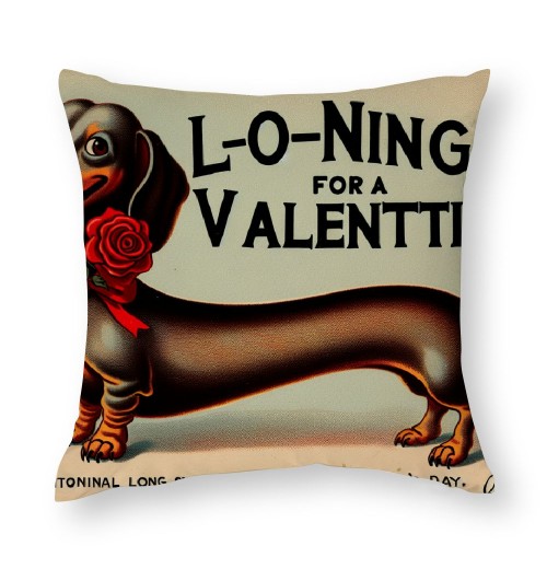 Ulloord Dog &amp; Longing for a Valentine Lettering Home Decorative Throw Pillow Case Cushion Cover for Sofa Couch