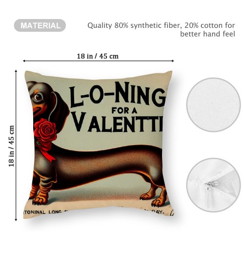 Ulloord Dog &amp; Longing for a Valentine Lettering Home Decorative Throw Pillow Case Cushion Cover for Sofa Couch