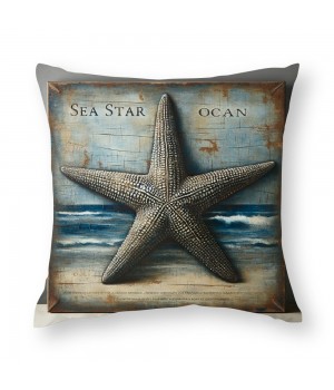 Ulloord Vintage Ocean Beach Starfiash Coral Conch Throw Pillow Covers Sea Marine Animals Nautical Pillowcase Home Sofa Decor Cushion Case Cover