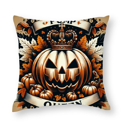 Orange Halloween Throw Pillow Covers Autumn Leaves Pumpkin Moon Night Pillow Cases Couch Cushion Cover