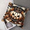 Orange Halloween Throw Pillow Covers Autumn Leaves Pumpkin Moon Night Pillow Cases Couch Cushion Cover