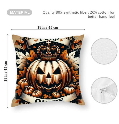 Orange Halloween Throw Pillow Covers Autumn Leaves Pumpkin Moon Night Pillow Cases Couch Cushion Cover