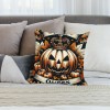 Orange Halloween Throw Pillow Covers Autumn Leaves Pumpkin Moon Night Pillow Cases Couch Cushion Cover