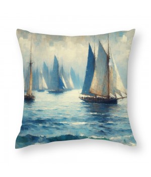 Ulloord Throw Pillow Covers on Sea with Retro Pastel Oil Painting Marine Theme Effect Decorative Pillow Covers Nautical Pillow Case Cushion Covers