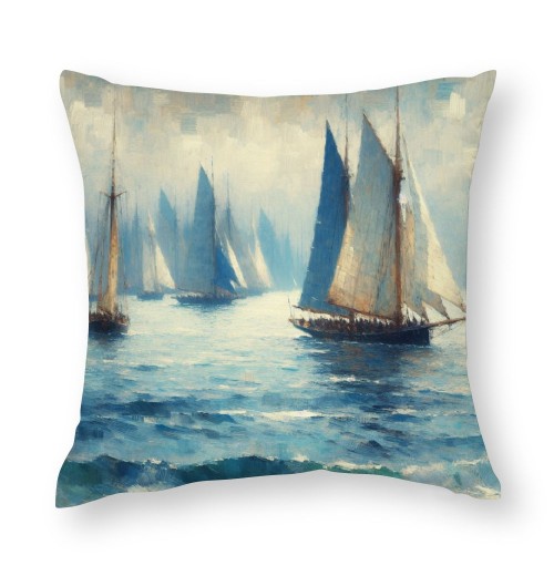 Ulloord Throw Pillow Covers on Sea with Retro Pastel Oil Painting Marine Theme Effect Decorative Pillow Covers Nautical Pillow Case Cushion Covers