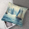 Ulloord Throw Pillow Covers on Sea with Retro Pastel Oil Painting Marine Theme Effect Decorative Pillow Covers Nautical Pillow Case Cushion Covers