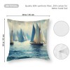 Ulloord Throw Pillow Covers on Sea with Retro Pastel Oil Painting Marine Theme Effect Decorative Pillow Covers Nautical Pillow Case Cushion Covers