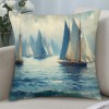 Ulloord Throw Pillow Covers on Sea with Retro Pastel Oil Painting Marine Theme Effect Decorative Pillow Covers Nautical Pillow Case Cushion Covers