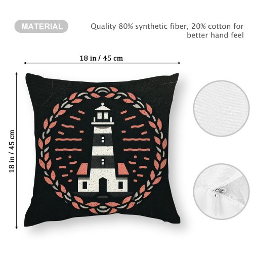 Ulloord Throw Pillow Covers Vintage Fall Nautical Autumn Style Decorative Pillow Case Black Pumpkin Sunflower with Background Cushion Cover