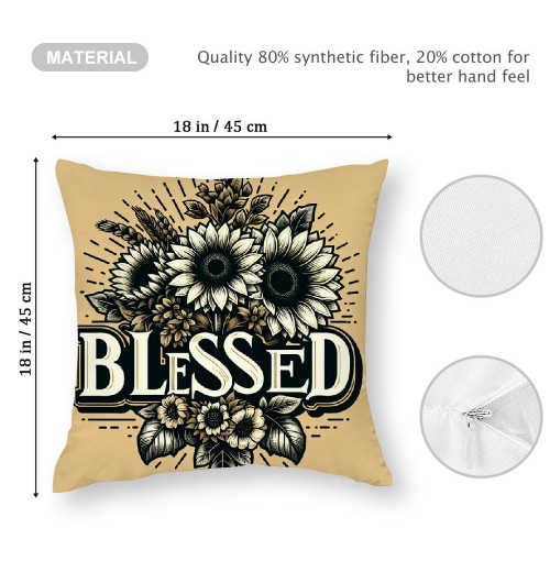 Fall Sweet Fall Pillow Cover Black White Buffalo Check Plaid Truck Color Pumpkin Sunflowers Autumn Leaves Decorative Throw Pillow Covers Thankful Pillowcase