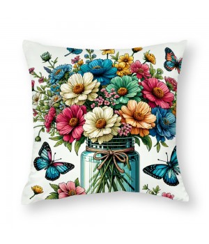 Ulloord Spring Rustic Farmhouse Throw Pillow Covers Vintage Yellow Floral Flowers Pillowcase Cushion Cover for Home Sofa