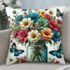 Ulloord Spring Rustic Farmhouse Throw Pillow Covers Vintage Yellow Floral Flowers Pillowcase Cushion Cover for Home Sofa