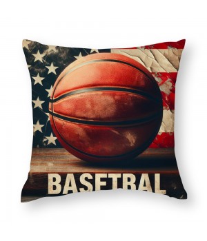 Ulloord Vintage Rustic American Flag with Basketball Throw Pillow Cover for Independence Day Decorative Pillow Covers Throw Pillow Case Patriotic Cushion Cover