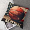 Ulloord Vintage Rustic American Flag with Basketball Throw Pillow Cover for Independence Day Decorative Pillow Covers Throw Pillow Case Patriotic Cushion Cover