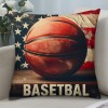 Ulloord Vintage Rustic American Flag with Basketball Throw Pillow Cover for Independence Day Decorative Pillow Covers Throw Pillow Case Patriotic Cushion Cover