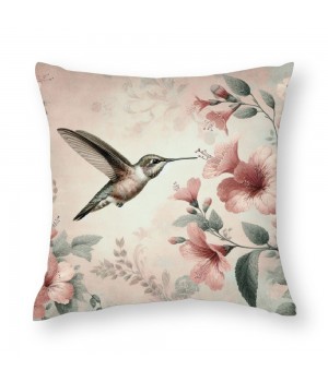 Ulloord Spring Bird Pillow Covers Hummingbird Flowers Blooming Vintage Rustic Farmhouse Throw Pillow Case Home Decorative Cushion Cover for Sofa Couch Bed