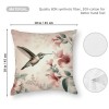 Ulloord Spring Bird Pillow Covers Hummingbird Flowers Blooming Vintage Rustic Farmhouse Throw Pillow Case Home Decorative Cushion Cover for Sofa Couch Bed