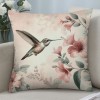 Ulloord Spring Bird Pillow Covers Hummingbird Flowers Blooming Vintage Rustic Farmhouse Throw Pillow Case Home Decorative Cushion Cover for Sofa Couch Bed