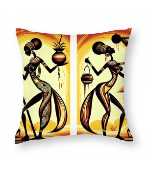 Ulloord Throw Pillow Covers Ethnic Series Vintage Tribe Lady Art Painting Style Decorative Cushion Cases Outdoor Pillowcases Home Decor