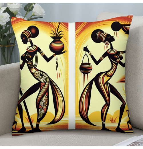 Ulloord Throw Pillow Covers Ethnic Series Vintage Tribe Lady Art Painting Style Decorative Cushion Cases Outdoor Pillowcases Home Decor