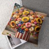 Ulloord Red Bird Home Farmhouse Pillow Covers Vintage American Flag with Sunflower Flower Farm Pillow Cases Wood&nbsp; Theme Pillows Cushion Cover for Sofa(USA Flag)