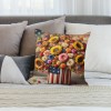 Ulloord Red Bird Home Farmhouse Pillow Covers Vintage American Flag with Sunflower Flower Farm Pillow Cases Wood&nbsp; Theme Pillows Cushion Cover for Sofa(USA Flag)