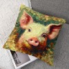 Ulloord Pillow Covers Abstract Animal Pig Throw Pillow Covers Square Pillowcase Cushion Cover for Home Sofa Couch Car Decoration