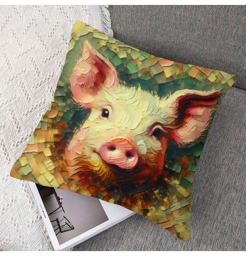 Ulloord Pillow Covers Abstract Animal Pig Throw Pillow Covers Square Pillowcase Cushion Cover for Home Sofa Couch Car Decoration