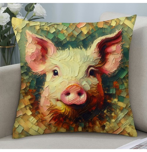 Ulloord Pillow Covers Abstract Animal Pig Throw Pillow Covers Square Pillowcase Cushion Cover for Home Sofa Couch Car Decoration