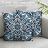 PHYHOO Navy Blue Ethnicl Floral Decorative Throw Pillow Cover, Square Pillowcase Blended Double-Sided No Inserts for Bedroom Living Room