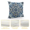 PHYHOO Navy Blue Ethnicl Floral Decorative Throw Pillow Cover, Square Pillowcase Blended Double-Sided No Inserts for Bedroom Living Room