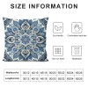 PHYHOO Navy Blue Ethnicl Floral Decorative Throw Pillow Cover, Square Pillowcase Blended Double-Sided No Inserts for Bedroom Living Room