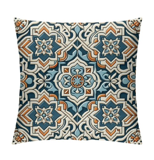 PHYHOO Paisley Floral Pattern Decorative Throw Pillow Cover, Blue Orange Seamless Paisley Pattern Square Pillowcase Blended Double-Sided No Inserts for Bedroom Living Room