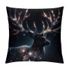 PHYHOO Short Plush Pillow Covers Forest Xmas Aesthetics Starry Elk Square Pillow Case for Bedroom, Sofa, Car Decoration Both Sides