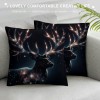 PHYHOO Short Plush Pillow Covers Forest Xmas Aesthetics Starry Elk Square Pillow Case for Bedroom, Sofa, Car Decoration Both Sides