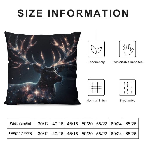 PHYHOO Short Plush Pillow Covers Forest Xmas Aesthetics Starry Elk Square Pillow Case for Bedroom, Sofa, Car Decoration Both Sides