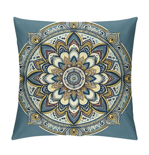 PHYHOO Short Plush Pillow Covers Boho Mandala Floral Square Pillow Case for Bedroom, Sofa, Car Decoration Both Sides