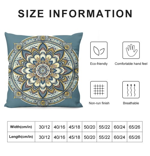 PHYHOO Short Plush Pillow Covers Boho Mandala Floral Square Pillow Case for Bedroom, Sofa, Car Decoration Both Sides