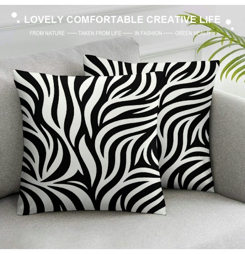 PHYHOO Short Plush Pillow Covers Abstract Art Stripes Square Pillow Case for Bedroom, Sofa, Car Decoration Both Sides