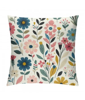 PHYHOO Short Plush Pillow Covers Colorful Floral Square Pillow Case for Bedroom, Sofa, Car Decoration Both Sides