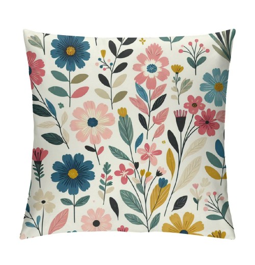 PHYHOO Short Plush Pillow Covers Colorful Floral Square Pillow Case for Bedroom, Sofa, Car Decoration Both Sides