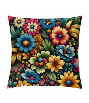 PHYHOO Short Plush Pillow Covers Colorful Floral Square Pillow Case for Bedroom, Sofa, Car Decoration Both Sides